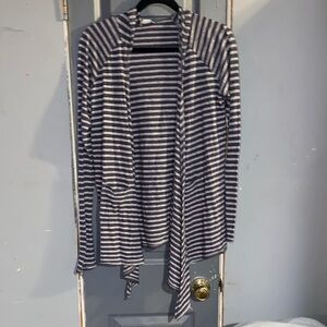 Striped Open Front Cardigan